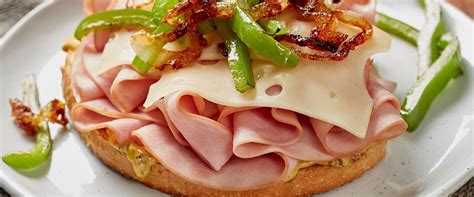 Open Faced Ham Swiss And Dijon Sandwich Pillers
