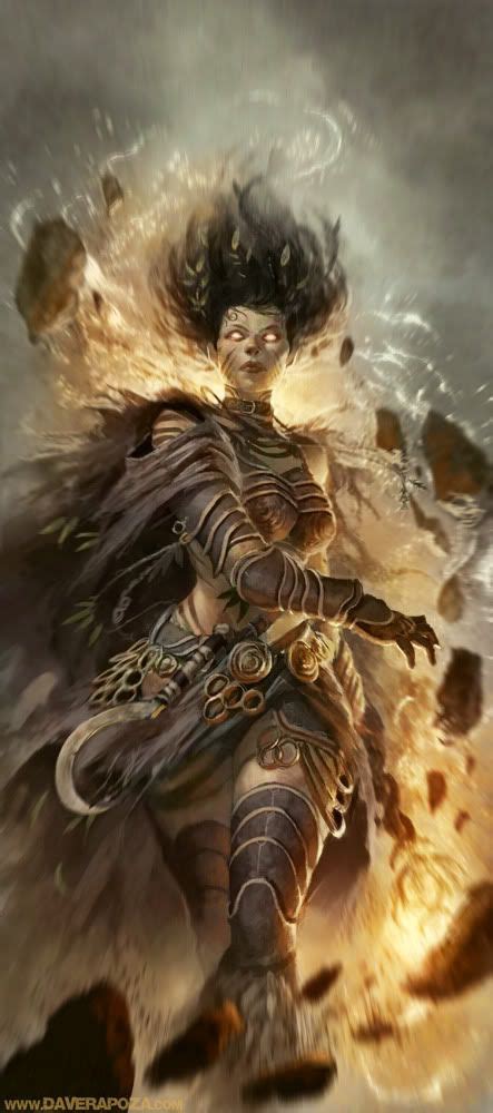 Female Goliath Sorcererwarlockwizard Elemental Magic Character Art