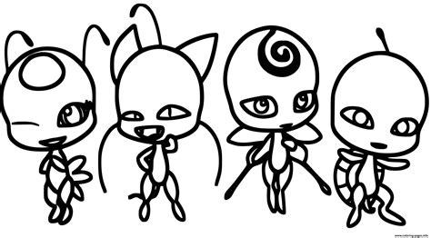 Tikki has antenna and spots, plagg has several cat traits (whiskers, cat ears and a tail). Les Nouveaux Kwamis De Ladybug Coloring Pages Printable