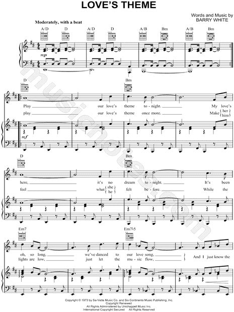 Love Unlimited Orchestra Loves Theme Sheet Music In D Major