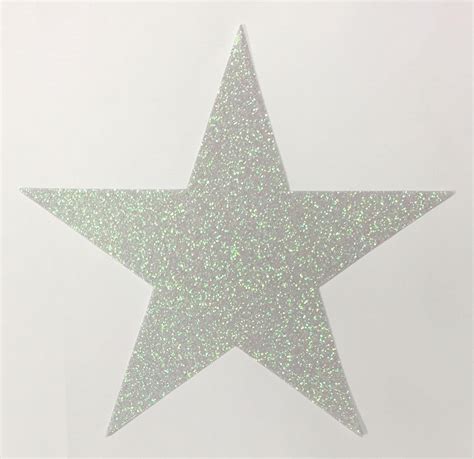 Big Glitter Star Stickers 7 34 Inch Size Sparkling White Green