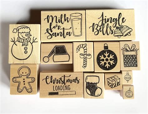 Christmas Theme Rubber Stamp Set Arts Crafts And Sewing