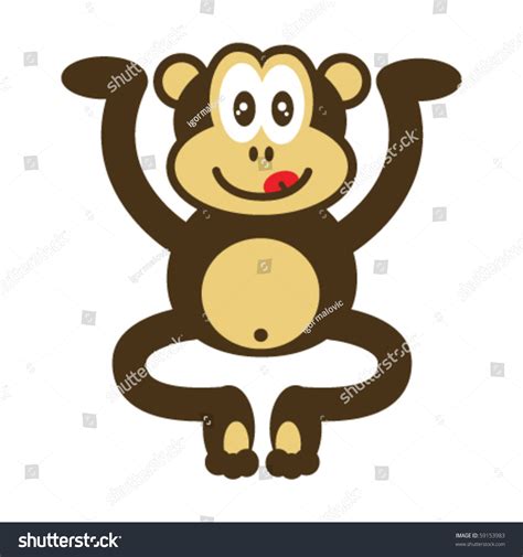 Cute Monkey Drawing Stock Vector 59153983 Shutterstock