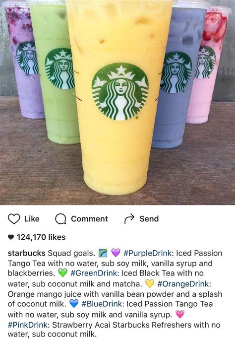 Starbucks Non Coffee Drinks Secret Menu Rainbow Refresher Starbucks