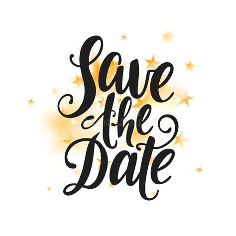 Save The Date Vector Lettering On White Background Isolated Typography