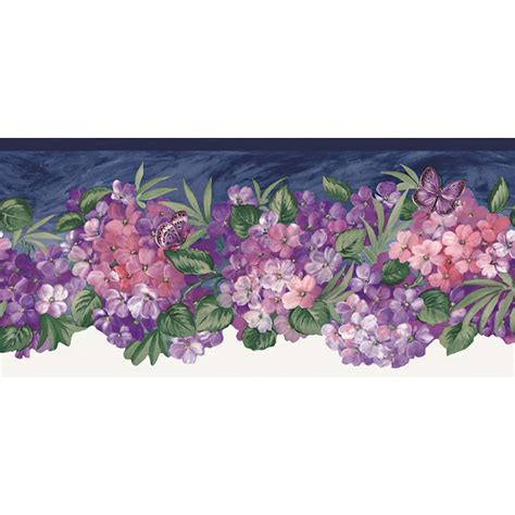 Allen Roth 9 Purple Jewel Tone Hydrangea Prepasted Wallpaper Border