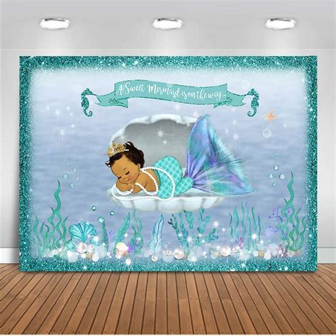 Buy Moca Mermaid Baby Shower Backdrop Under Sea Mermaid Photography