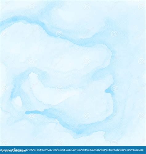 Light Blue Watercolor Background Hand Painted On White Stock Photo