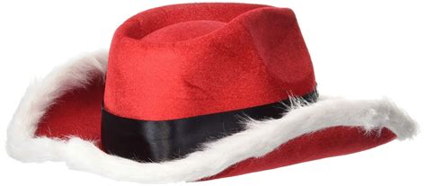 Christmas Santa Cowboy Hat Red Wide Brim Cap Holiday Party Festive