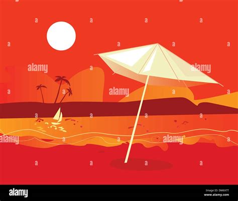 Tropical Beach Sunset Stock Vector Image And Art Alamy
