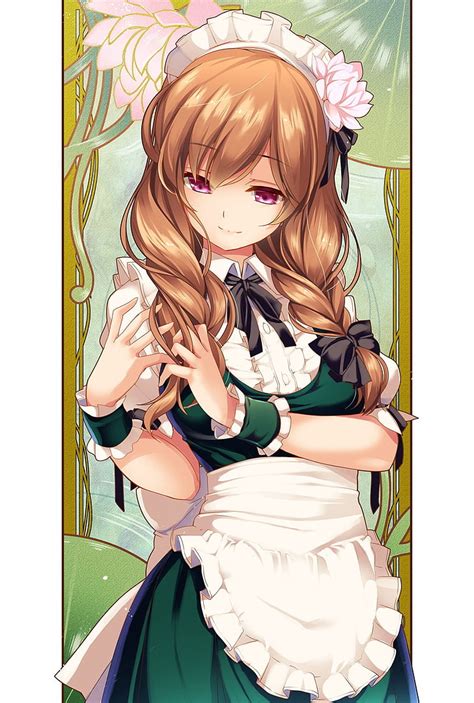 Anime Girl Maid Brown Hair