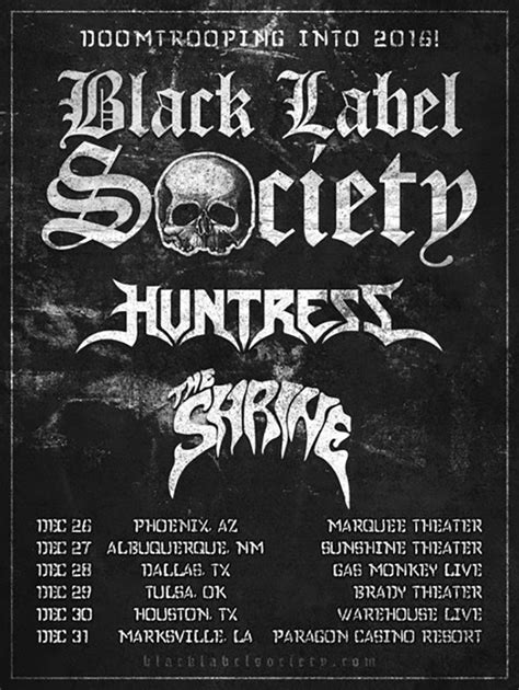 Black Label Society Announce New Tour Dates Black Label Society Tour Posters Buy Concert Tickets