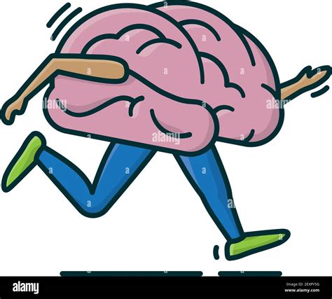 Running Brain Cartoon Isolated Vector Illustration For Train Your Brain