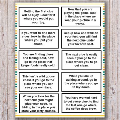 If you use my free treasure hunt clues printable, your set up will be easy and fast! Home Clues Home Scavenger Hunt Ideas - Home Decorating Ideas