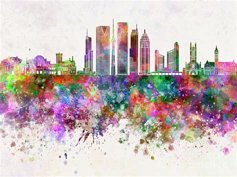 Toronto V2 Skyline In Watercolor Background Painting By Pablo Romero