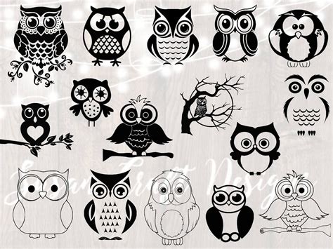 Owl Svg Bundle Owl Silhouette Svg Owl Clipart Dxf Png Owl