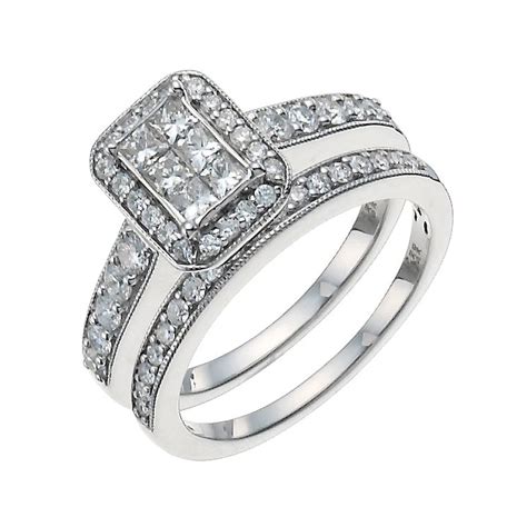 9ct White Gold 1ct Diamond Perfect Fit Bridal Set Hsamuel