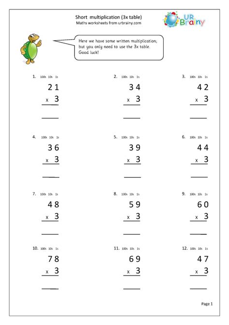 Standard Written Multiplication 3x Table Multiplication Maths