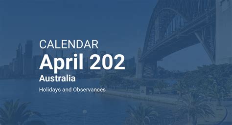 April 202 Calendar Australia