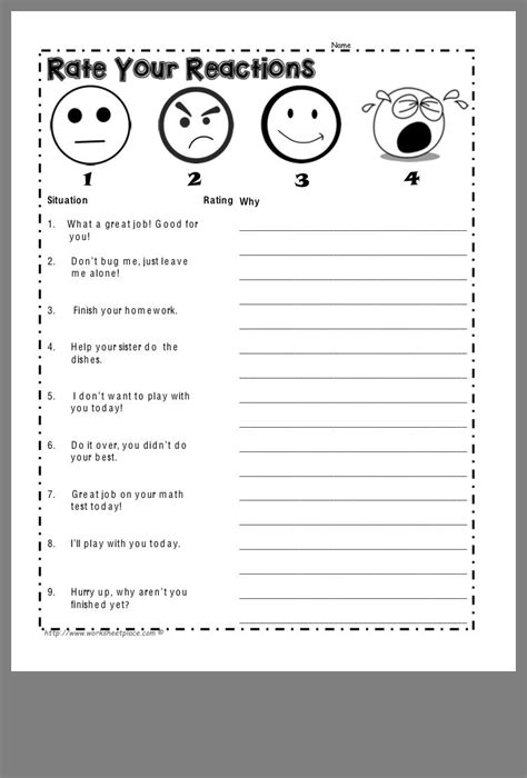 Printable Thoughts Feelings Behaviors Worksheet