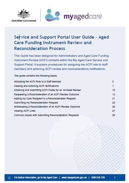 My Aged Care Service And Support Portal User Guide Aged Care
