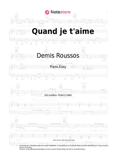 Demis Roussos Quand Je Taime Noten Für Piano Downloaden Für Anfänger