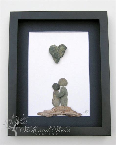 Motivational Pebble Art - COUPLE'S Gift - Personalized Engagement Gift - Sticks and Stones ...