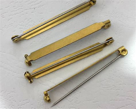 5pcs 5x50mm Brass Brooch Back Bar Pins Golden Tone Brooch Etsy