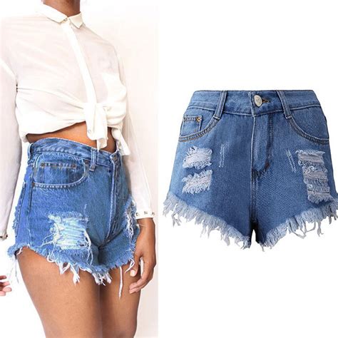 Women Sexy Tassel Soft And Comfortable Hole Shorts Jeans Denim Short Pants L500130 In Jeans