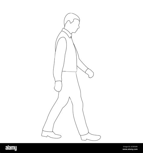 White Background Outline Sketch Man Walking Stock Vector Image And Art