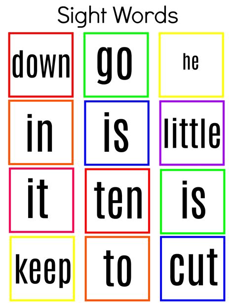 Kindergarten Sight Words Free Printable Reading Elephant Sight Word
