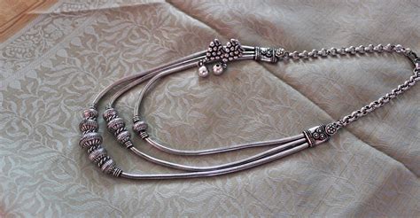 Advaita Handicrafts German Silver Multi Chain Jewellery Set Art