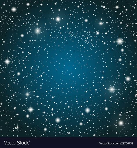Realistic Starry Sky Blue Glow Shining Stars Vector Image