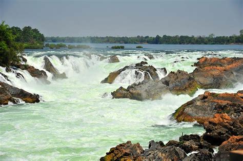 Khone Falls Series Of Waterfalls And Rapids In The Mekong River