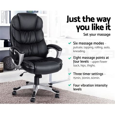 Artiss 8 Point Heated Massage Office Chair Vibration Executive Computer Black 9350062162972 Ebay