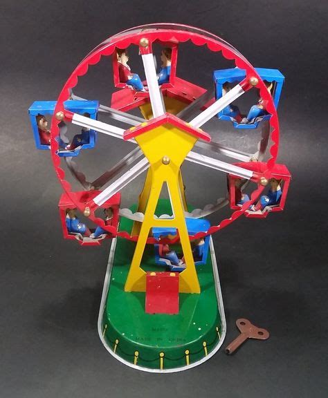 Vintage Tin Wind Up Ferris Wheel Toy Fair Ride Collectible Working