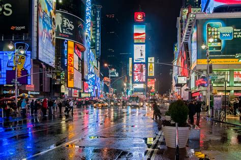 Times Square In The Rain Road Less Travelled