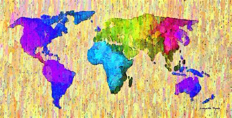 Abstract World Map Colorful 52 Pa2 Painting By Leonardo Digenio