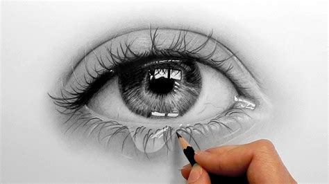 Timelapse Drawing Shading A Realistic Eye And Teardrop With Graphite