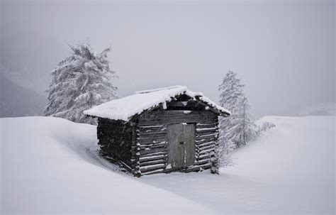 Mountain Hut Snow 5k Wallpaperhd Nature Wallpapers4k Wallpapers
