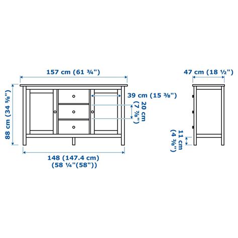Hemnes Sideboard White Stain 157 X 88 Cm Ikea