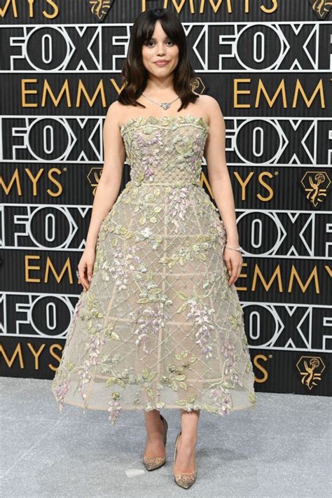 Jenna Ortega Stepped Out In Stunning Nude Floral Dior Dress At The Emmys