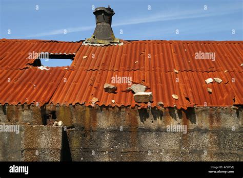 Old Corrugated Iron Roof Cornwall Uk Stock Photo Alamy