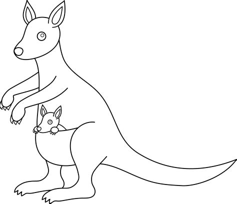 Colorable Kangaroo Design - Free Clip Art