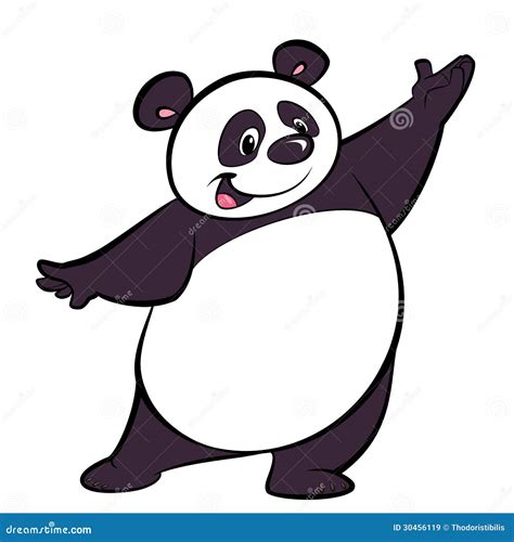 Happy Cartoon Panda Character Presenting Stock Illustration
