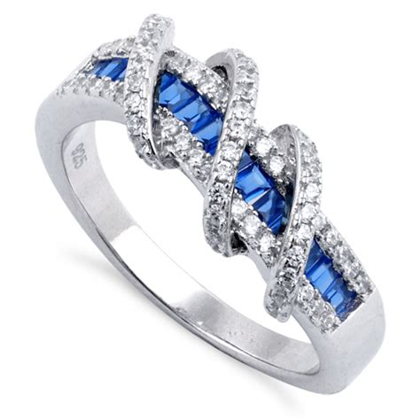2020 popular 1 trends in jewelry & accessories, underwear & sleepwears, women's clothing with 925 sterling silver cut ring and 1. Sterling Silver Exotic Twisted Sapphire CZ Ring