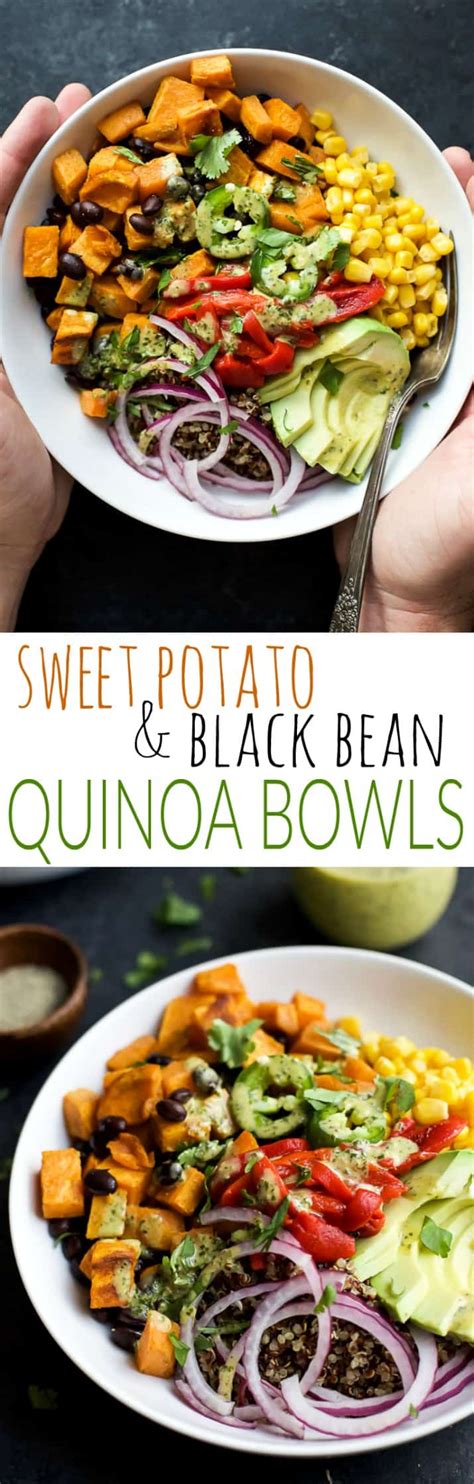 Easy Sweet Potato Black Bean Quinoa Bowl With Crema Quinoa Bowls