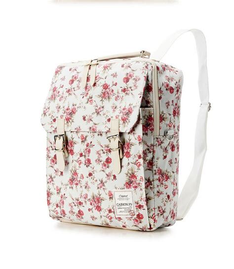 Flower Print Cotton Square Backpack 3 Colors