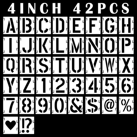 Dequera 42pcs Letter Stencils And Numbers 4 Inch Reusable Plastic