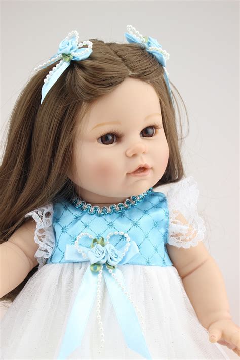 Brown Long Straight Hair Girl Dolls 16 Reborn Baby Dolls Full Handmade